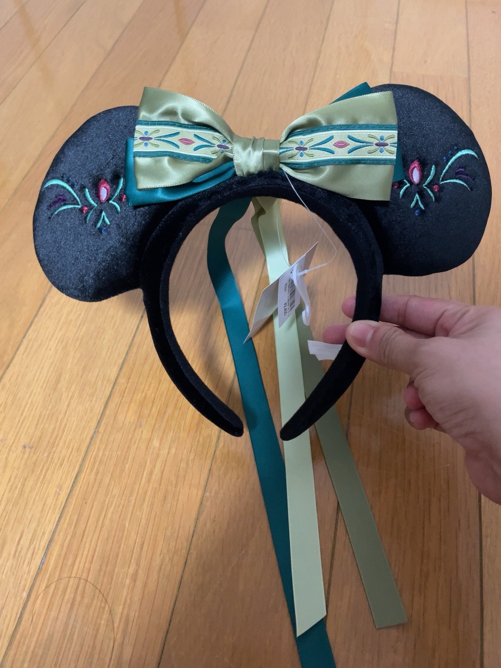 Disney Black and Green Minnie Ear Headband with Embroidered Accents